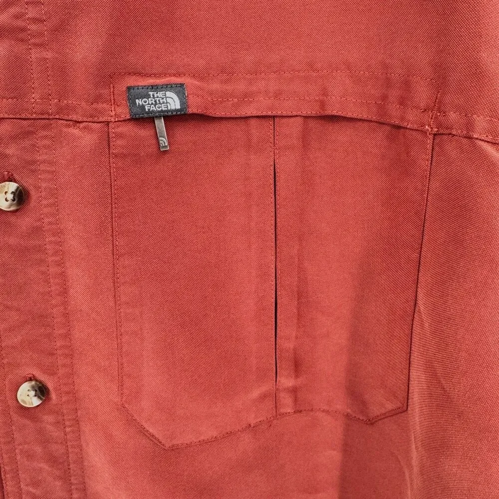 THE NORTH FACE Orange Red Long Sleeve Oversized Y2K Button Down Shirt Size XL